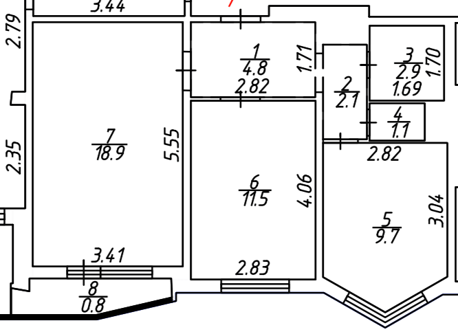 План квартиры 51,8 квадратных метров