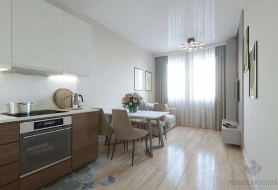 Дизайн-проект 1-комнатной квартиры 40,7 кв.м по адресу: Москва, поселение Сосенское, поселок Коммунарка, улица Сосенский стан, дом 17_0