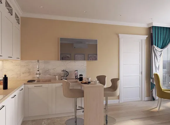 Дизайн-проект 1-комнатной квартиры 40,9 кв.м по адресу: Москва, поселение Сосенское, поселок Коммунарка, улица Бачуринская, дом 7, корпус 2