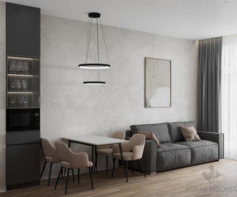 Дизайн однокомнатной квартиры 40 кв. м в ЖК Скандинавия Юг_0