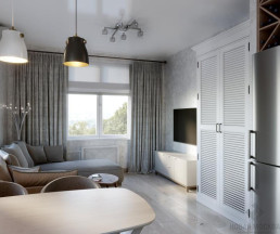 Дизайн-проект 2-комнатной квартиры 45 кв.м по адресу: Москва, посёлок Коммунарка, улица Бачуринская, дом 7, корпус 2_1