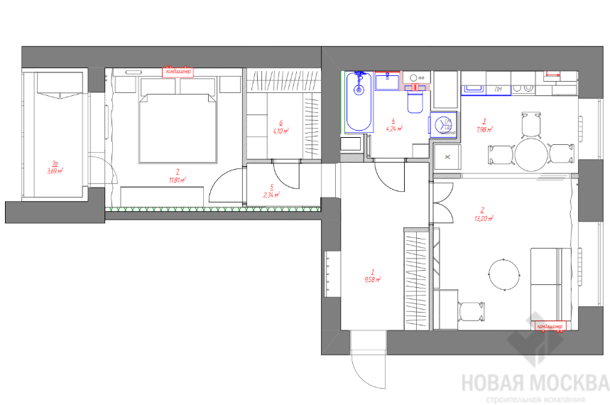 Дизайн двухкомнатной квартиры по адресу: улица Глебовская, дом 6_28 Дизайн двухкомнатной квартиры по адресу: улица Глебовская, дом 6_28