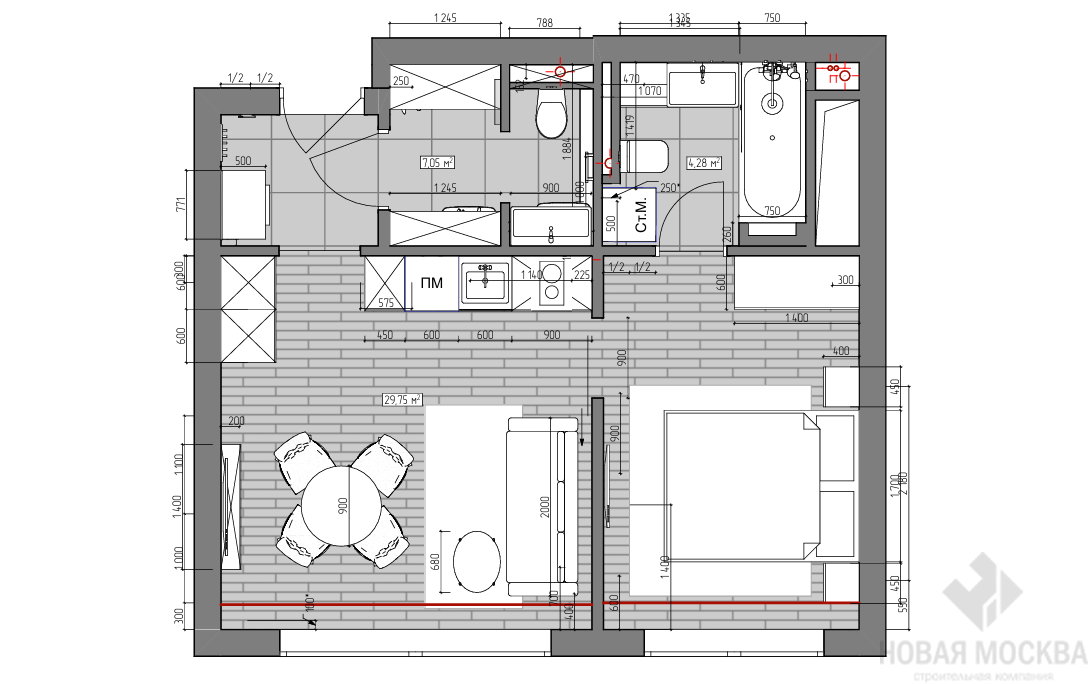 Дизайн однокомнатной квартиры по адресу: ЖК Метрополия, Волгоградский проспект, дом 32/5, корпус 3_23 Дизайн однокомнатной квартиры по адресу: ЖК Метрополия, Волгоградский проспект, дом 32/5, корпус 3_23