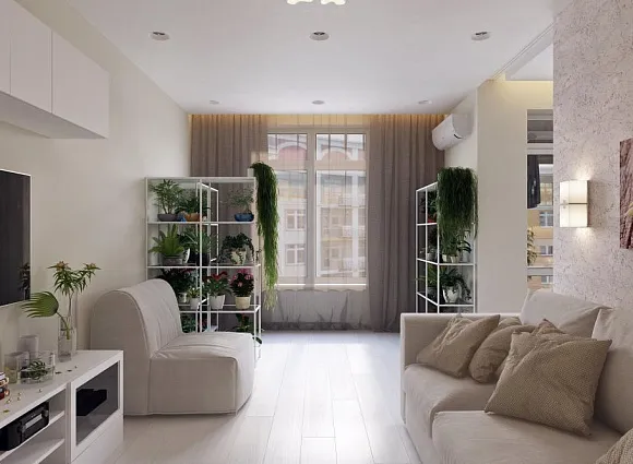 Дизайн-проект 1-комнатной квартиры 41.30 кв.м по адресу: г. Москва, пос. Внуковское, дер. Рассказовка, бул. Андрея Тарковского, д 5