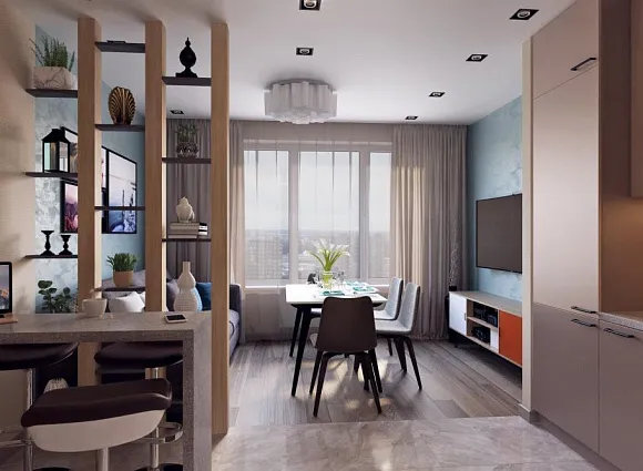 Дизайн-проект 2-комнатной квартиры 67,25 кв.м по адресу: Москва, улица Старокрымская, дом 15, корпус 1