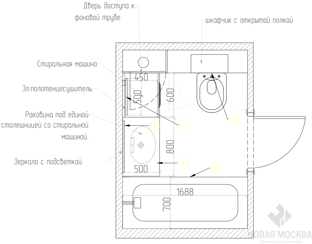 Дизайн санузла в квартире по адресу: улица Академика Павлова, дом 38_6 Дизайн санузла в квартире по адресу: улица Академика Павлова, дом 38_6